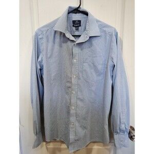 Men's George Classic Fit Vertical Striped Button Up Shirt Blue White Medium